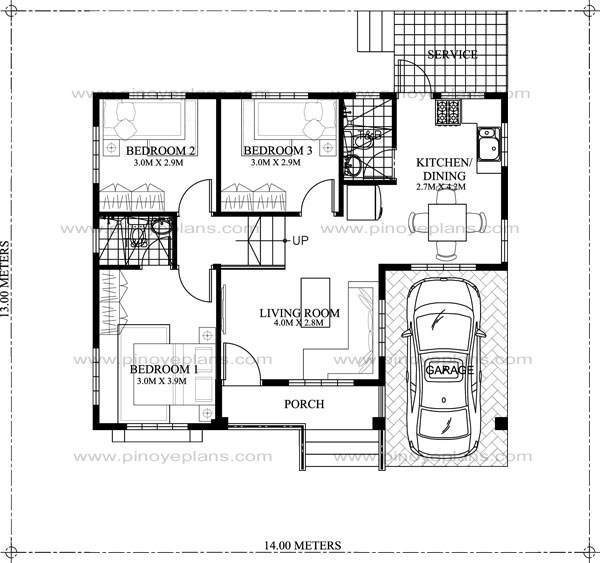 Katrina 3 Bedroom Bungalow House Plan (PHP20160241S)